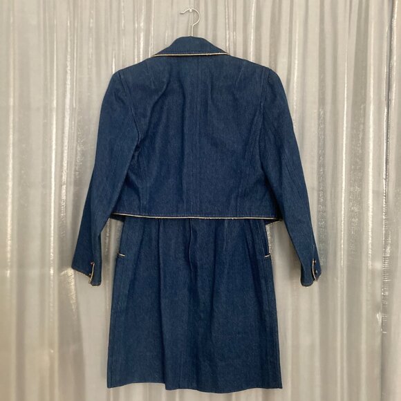 Blue Demin Blazer Pencil Skirt Suit - Picture 3 of 15